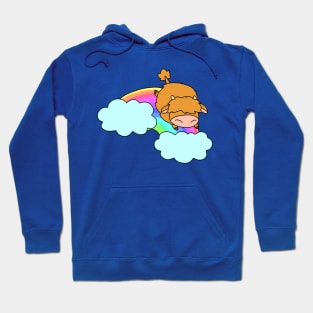 Rainbow Cloud Highland Cow Hoodie